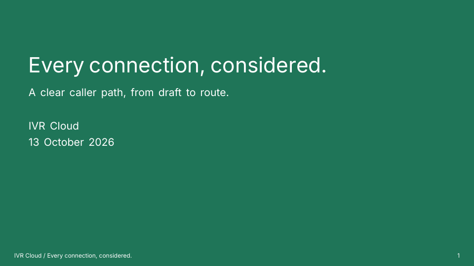 IVR Cloud presentation cover rendered with Beamer