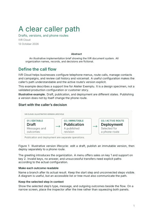 First page of the IVR Cloud report rendered with XeLaTeX